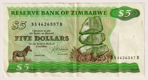 ZIMBABWE $5 1983 P-2c, Sign 2 Circulated Note BA4626587D - Bild 1 von 4