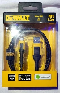 DeWALT 4 ft. Micro-USB KEVLAR Reinforced Braided Cable 131 1360 DW2 Android NIB - Picture 1 of 3