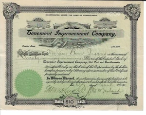 PENNSYLVANIA 1911 Tenement Improvement Company Stock Certificate Pittsburgh - Picture 1 of 2