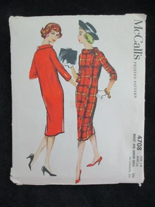 Vintage 1958 McCall's bedrucktes Muster 4708 Kleid Größe 14 ~ Schnitt - Bild 1 von 3