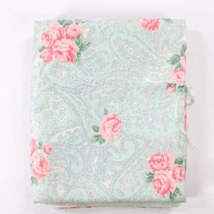 Cotton Quilting Fabric Pink Aqua Roses Floral Flowers BTHY Shabby Cottage Half - Picture 1 of 6
