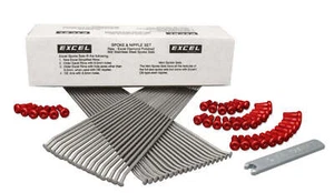 Excel Rear Spoke/Red Nipple Set (w/ Wrench) - 8 Gauge / 36 Qty - Red - Imagen 1 de 1
