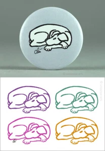  JACQUELINE DITT - Grafik Button Dog-Black o.G.F.Hund Anstecker sign.Pin & Card - Bild 1 von 4