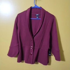 NWT Alfani 3/4 Bell Sleeve Three-Button Cotton Blend Blazer PL Dark Academic - Picture 1 of 6