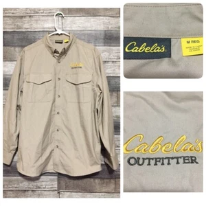 Cabela’s Outfitter Button Up Hemd Herren M beige hellbraun Rollärmel Freizeit - Bild 1 von 10