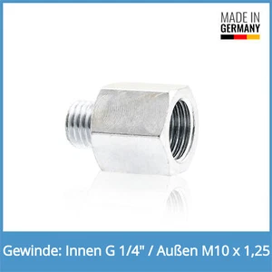 Reduziernippel Innen: G 1/4" Außen: M10 x 1,25 Stahl verzinkt - Picture 1 of 1