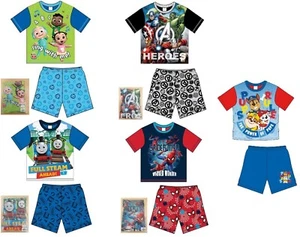 Boys Kids Short Pyjamas Avengers Spiderman Thomas Cocomelon Pjs 9Mth to 8 Yrs - Picture 1 of 6