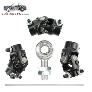 Steering Box Black U Joint 36" Steel Steering Shaft + 3/4" Support Bearing GM - Picture 1 of 12