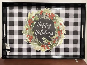 NEW BOSTON WAREHOUSE RECTANGLE SERVING TRAY "HAPPY HOLIDAYS" 67865 - Picture 1 of 4