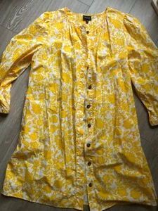 Who What Wear L Damen Shirtkleid gelb Blumenmuster 100% Baumwolle - Bild 1 von 3
