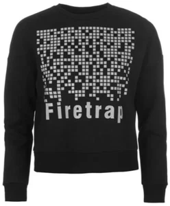 Firetrap Reflective Cropped Sweater Crew Sweatshirt 12 Uk BNWT RRP £36.99 Black - Picture 1 of 6