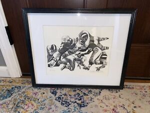 Vintage Original Lithograph Line of Scrimmage by Fletcher Martin Listed