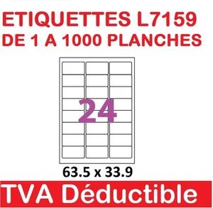 de 1 a 1000 planches de 24 étiquettes Autocollantes 63.5 X 33.9 mm L7159 - Photo 1/3
