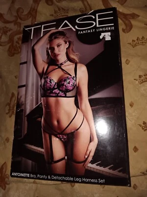 New! Fantasy Lingerie Tease Antoinette Floral Embroidered Mesh w/Snap Closure! - Image 1 of 4