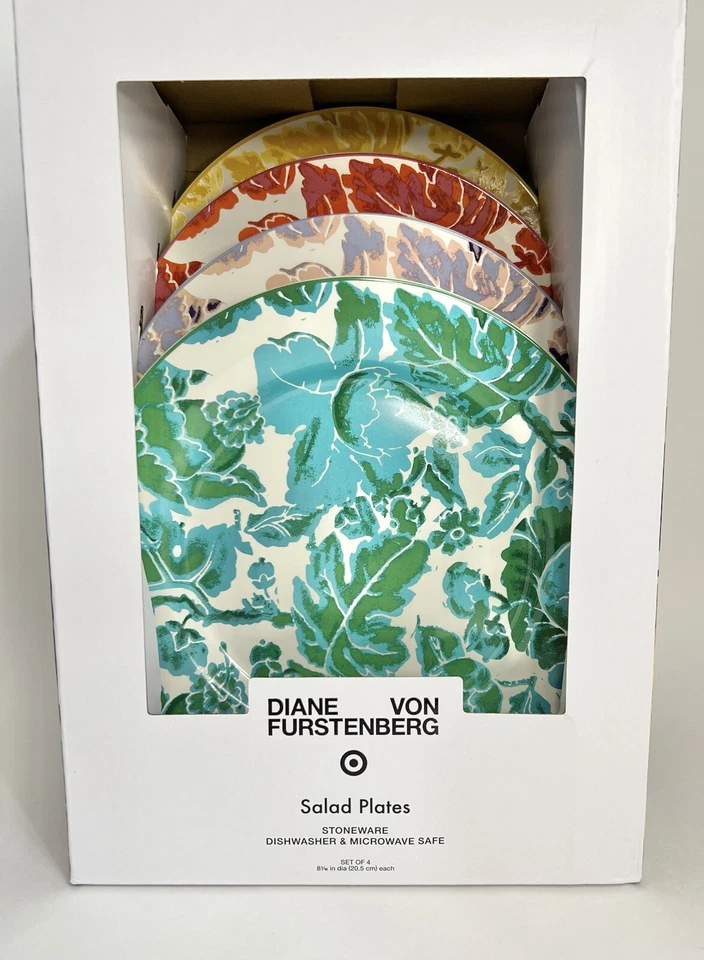 DVF x Target 4-Pc Floral Toile Salad Plate Set Diane von Furstenberg LE