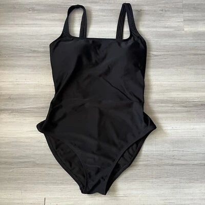 Hobie Black Solid Square Neck Tank Size M One Piece Swimsuit HS2YA10 Soft Cups - Image 1 of 4