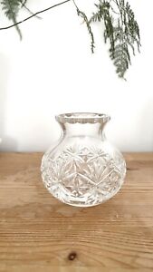 Vintage Lead Crystal Cut Posy Glass  Vase- 8cm Tall