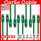5 PACK Cat5e Cable Green Cat 5 Patch Cord Ethernet RJ45 Connectors LAN Wire
