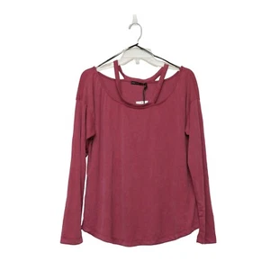 Harlowe & Graham Nordstrom Rack Burgundy Bud Cut Out Off Shoulder Modal L Top - Picture 1 of 9