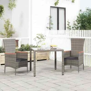 Gartenstühle mit Kissen 2 Stk. Poly Rattan Grau - Bild 1 von 8