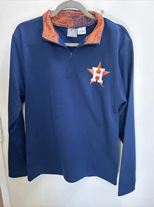 Houston Astros Navy Orange Collar 1/4 Zip Pullover Sweater Men's Small MLB * - Picture 1 of 7
