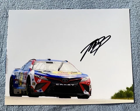 Martin Truex Jr Signed 8x10 Photo Bass Pro Tracker Car on the Track NASCAR COA Cover