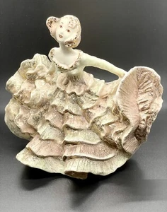 Hedi Schoop Ruffle Dress Dancer Woman Planter - Pink Green White w/ Gold Accents - Picture 1 of 7
