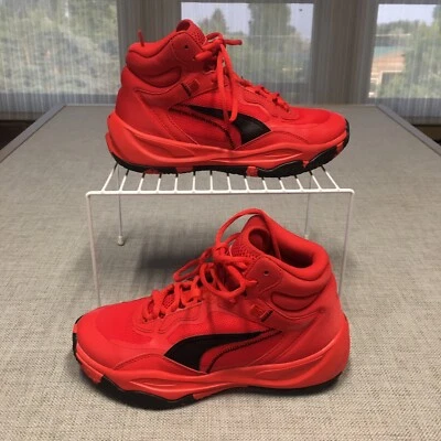Zapatillas de baloncesto Puma Playmaker Pro Mid Courtside para jóvenes niños talla 4 rojas Foto 1 de 4