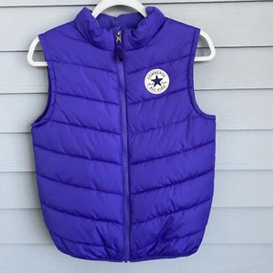 Converse All Star Youth 10-12 Unisex Puffer Full Zip Vest Jacket Purple Solid - Picture 1 of 10
