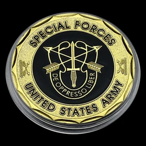 US-Spezialeinheiten Vergoldete Gedenkmünze Und 'De Oppresso Liber' Medaille - Bild 1 von 13