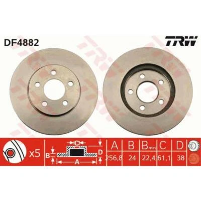 TRW 2x disco de freno delantero 257 ventilado para Chrysler Voyager/Grand GS - Imagen 1 de 2