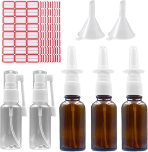 Nasal Spray Bottle, 30 Ml Dropper Bottle with Pipette, 2 Funnels and Labels, Amb - Picture 1 of 12