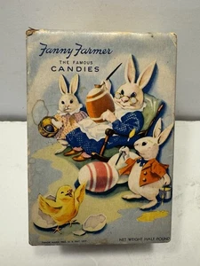 Fanny Farmer Rabbit themed Candy Chocolate Box.  1930s Easter USA Candy - Picture 1 of 11