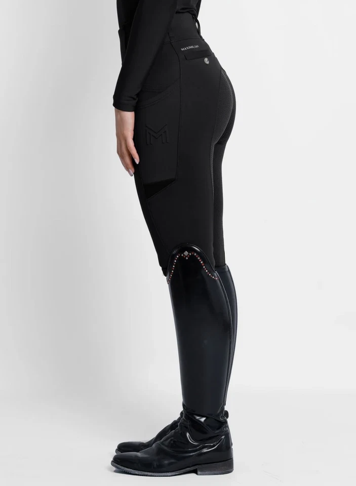 Pantalones cortos Maximilian Equestrian Tech pequeños negros Foto 1 de 4