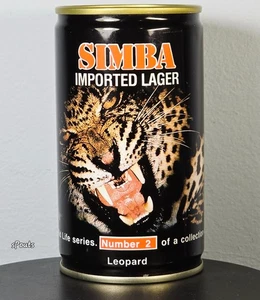 SIMBA #2 LEOPARD AFRICAN WILDLIFE GAME BEER CAN BIG WILD CAT SWAZILAND DARIEN CT - Picture 1 of 8