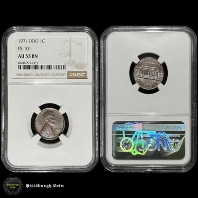 1971 1C Lincoln Memorial Cent DDO FS-101 Variety NGC AU53 BN - Image 1 of 2