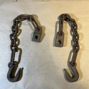 Pair Of Vintage Safety Chains For Military Jeep Trailer INV-JDJ40 - Picture 1 of 18