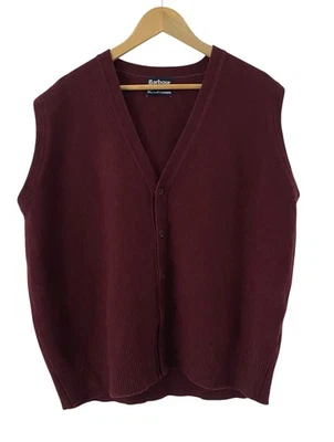Barbour Wool Cashmere Sleeveless Cardigan Burgundy Tank Top Waistcoat Size XXL - Image 1 of 4