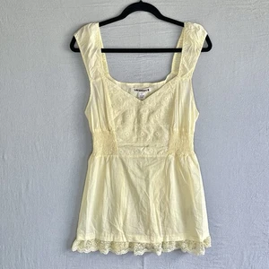 Lovestitch Shirt Womens L Butter Yellow Sleeveless Lace V Neck Lightweight Tank - Picture 1 of 10