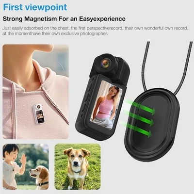 Portable Mini Thumb Camera WiFi 2.7K Action 180° Video Cam 1.47" Vlogging 64GB - Image 1 of 4