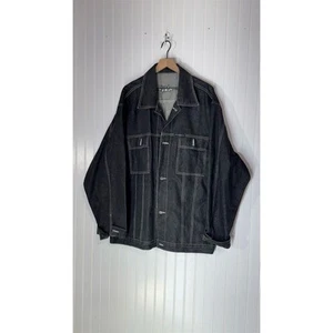 Vintage Phat Farm XXL Black Denim Jacket Y2K Hip Hop Streetwear 2000s Rare - Picture 1 of 13