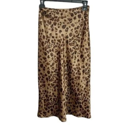 L'Agence Clarissa Bias satin slip midi skirt in cheetah print size XS - Image 1 of 4