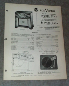 RCA Original Service Data Manual 1947, No.10 1a Edición, Radio-Fonógrafo Modelo 77V2 - Imagen 1 de 1