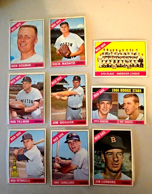 Lote de béisbol vintage Topps Red Sox 1966. TONY CONIGLIARO, RICO PETROCELLI Foto 1 de 4