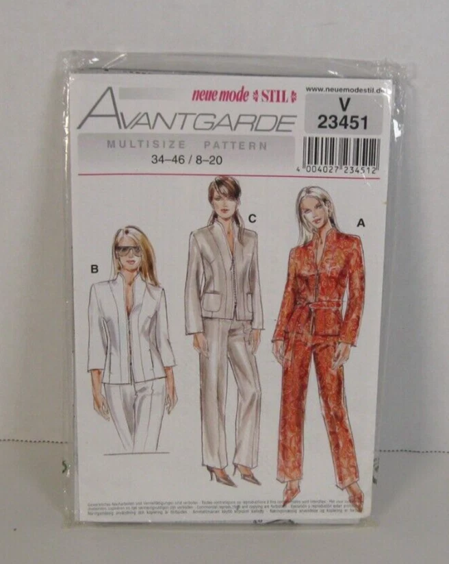 Neue Mode Avant Garde V 23451 Jacket, Pants, Belt Misses 8-20 Pattern Uncut - Image 1 of 1
