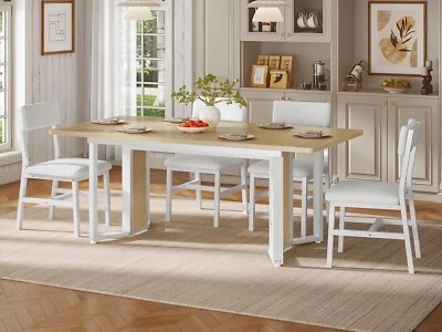 Juego de mesa de comedor para 4-6 personas con mesa de cocina extensible de 63" y 4 sillas de cojín Foto 1 de 4