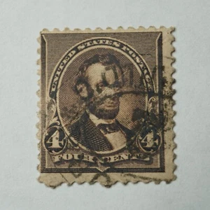 US Scott 222, 1890 4c marrone scuro, francobollo Lincoln usato - Foto 1 di 2