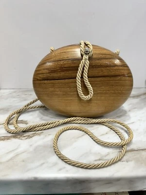 HARRY ROSENFELD ITALIA Bandolera MADERA BOLSO DE MANO MONEDERO - Cuero Forrado De Colección Foto 1 de 3