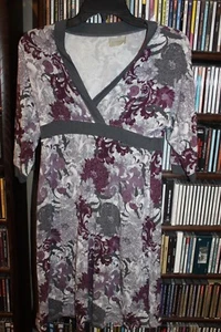 Athleta Gray Purple Floral Faux Wrap Viscose knit Dress Ladies S (b27) - Picture 1 of 6
