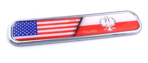USA Poland Car Chrome Emblem 3D auto Decal Sticker for car bike boat 5.3" - Imagen 1 de 2